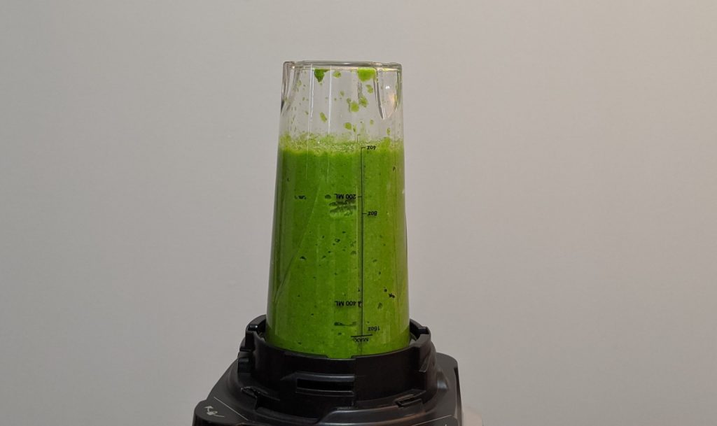 Ninja blender with Thai Green Curry paste mixture inside