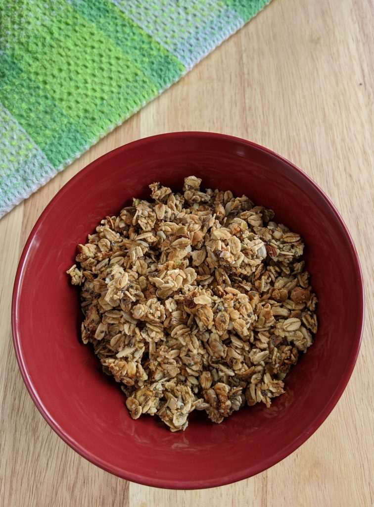 The finished product in a bowl - Wholesome Maple Nut Breakfast Granola